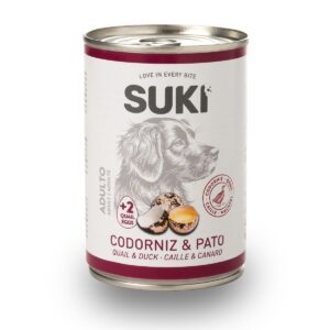 Lata de comida húmeda para perro adulto de codorniz y pato 400 g, vista frontal