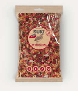 Mini fuets de codorniz naturales para perros de la marca Suki