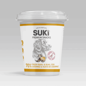 Palitos de codorniz con huevo para perros de la marca Suki 300 gramos